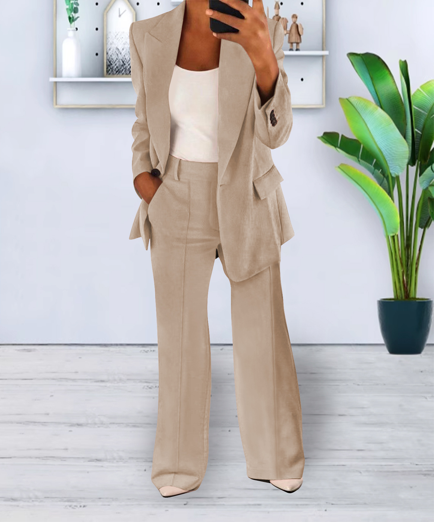 Women's Casual Blazer Suit Two Piece Business Office Wear Set Fit Jacket And Pants - Image 9