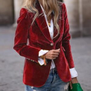 Velvet Lapel Casual Suit Business Fashion Slim Single-breasted Jacket Outwear Clothing For Women