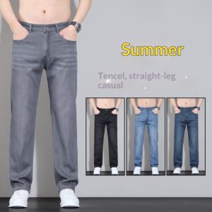 Mens Straight-Leg Loose-Fit Stretch Wrinkle-Resistant Trousers
