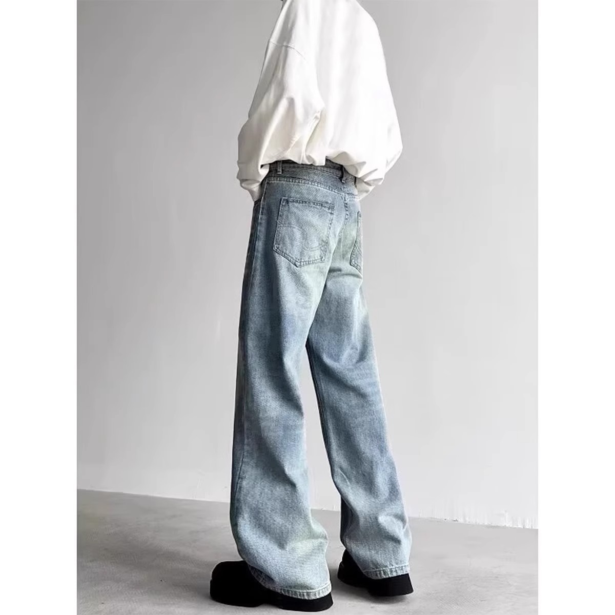 Retro Distressed Loose Straight-leg Wide-leg Pants - Image 3