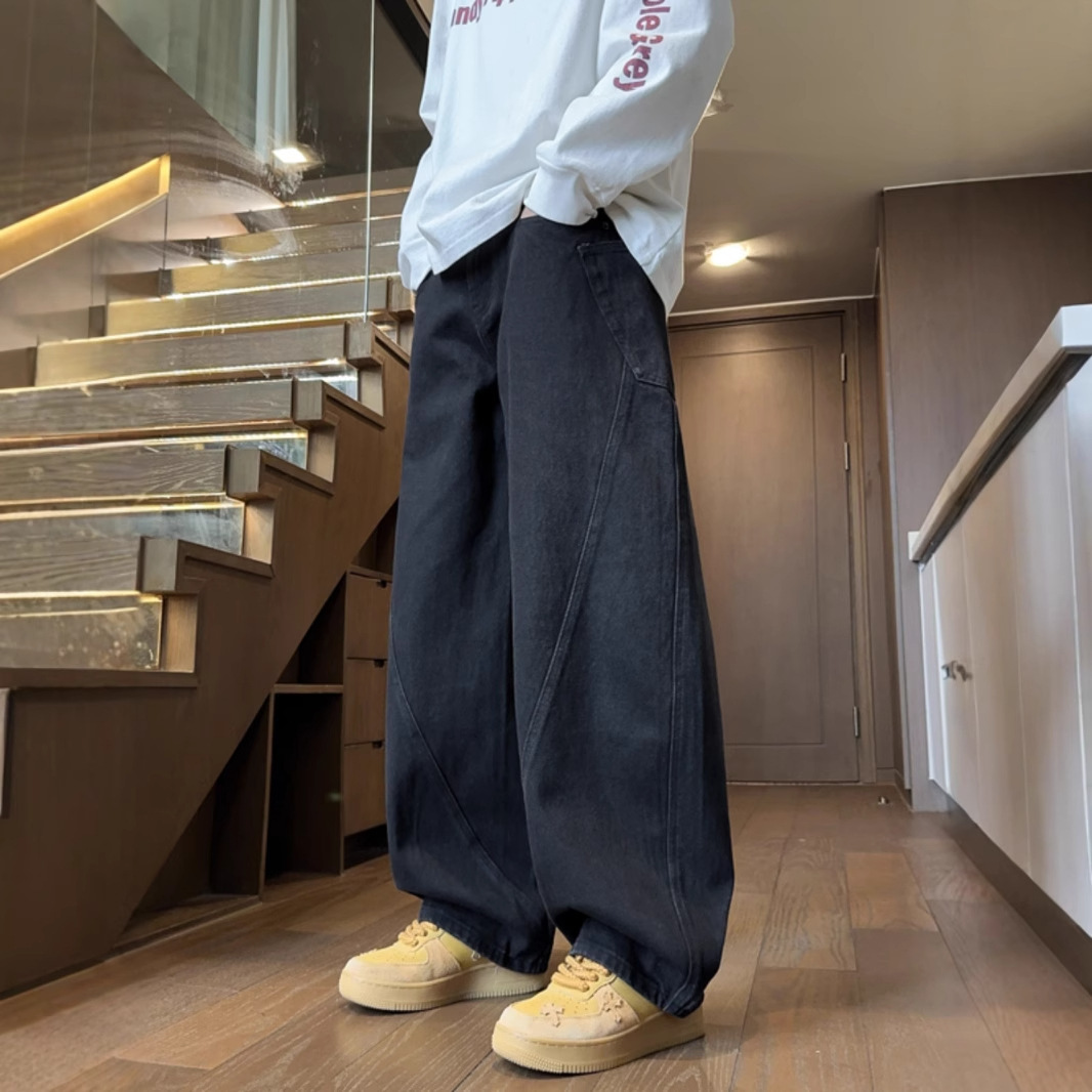 Cut-off Jeans For Men American-style Vintage Wide-leg And Loose-fit - Image 4