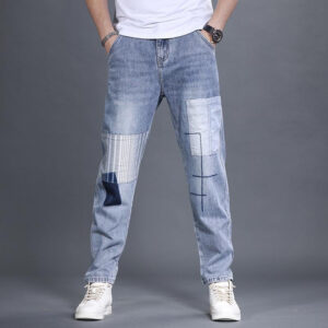 Youthful Trendy Jeans Fashionable Loose-fit Straight-leg Trousers
