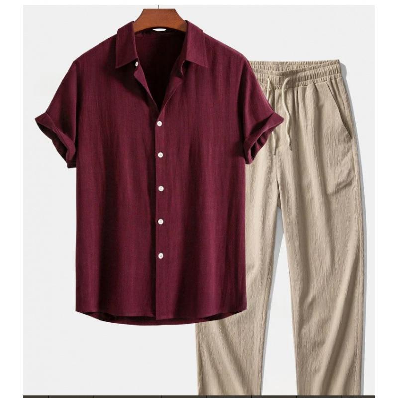 Mens 3D-printed Loose-fit Short-sleeve Shirt Set - Image 4