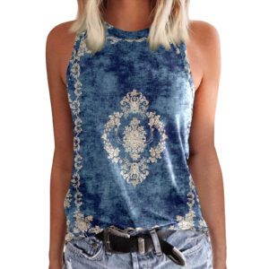 Sleeveless top with print