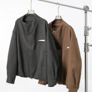Mens Short Relaxed-fit Stand-collar Jacket For Autumn