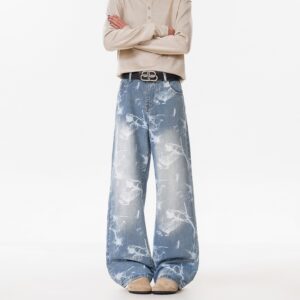 American-style Fashionable Jacquard Denim Jeans For Men