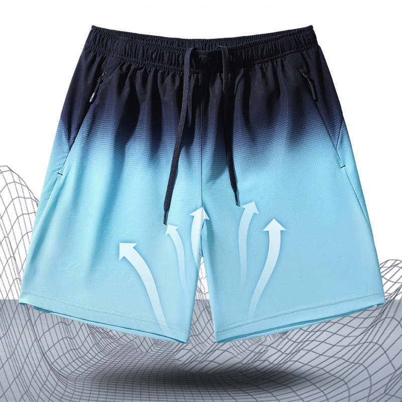 Summer Thin Ice Silk Shorts Men's Gradient Sports Beach Pants - Image 2