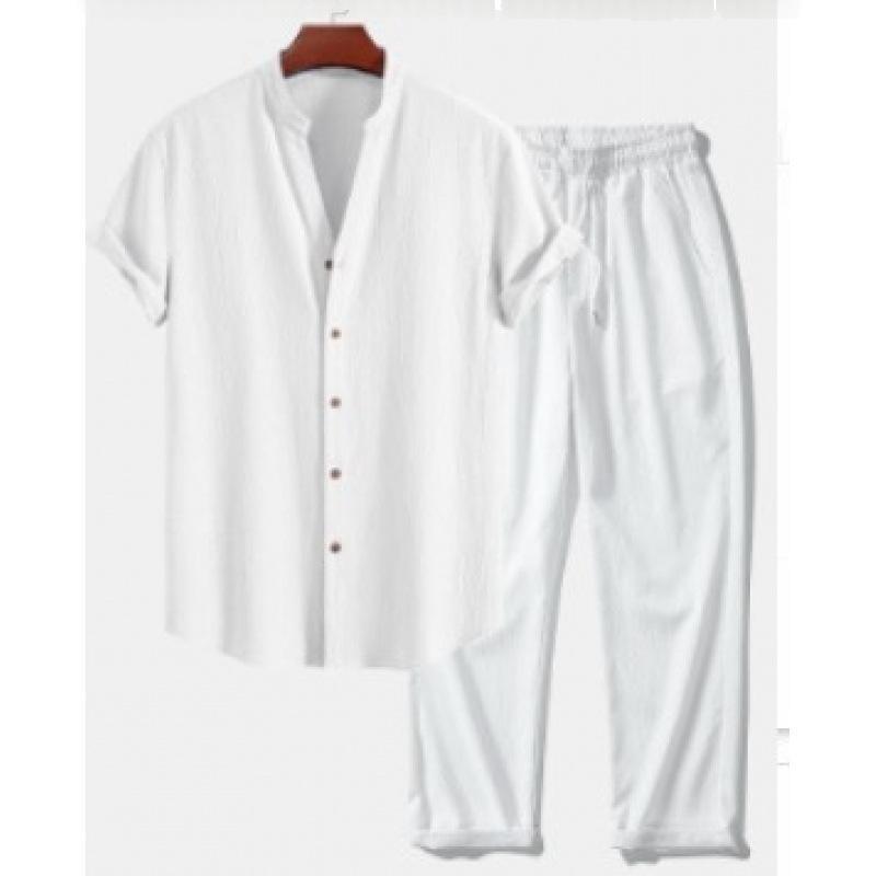 Mens 3D-printed Loose-fit Short-sleeve Shirt Set - Image 5