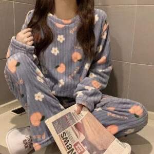 Winter Cute Fleece-lined Thermal Flannel New Sweet Home Wear Suit
