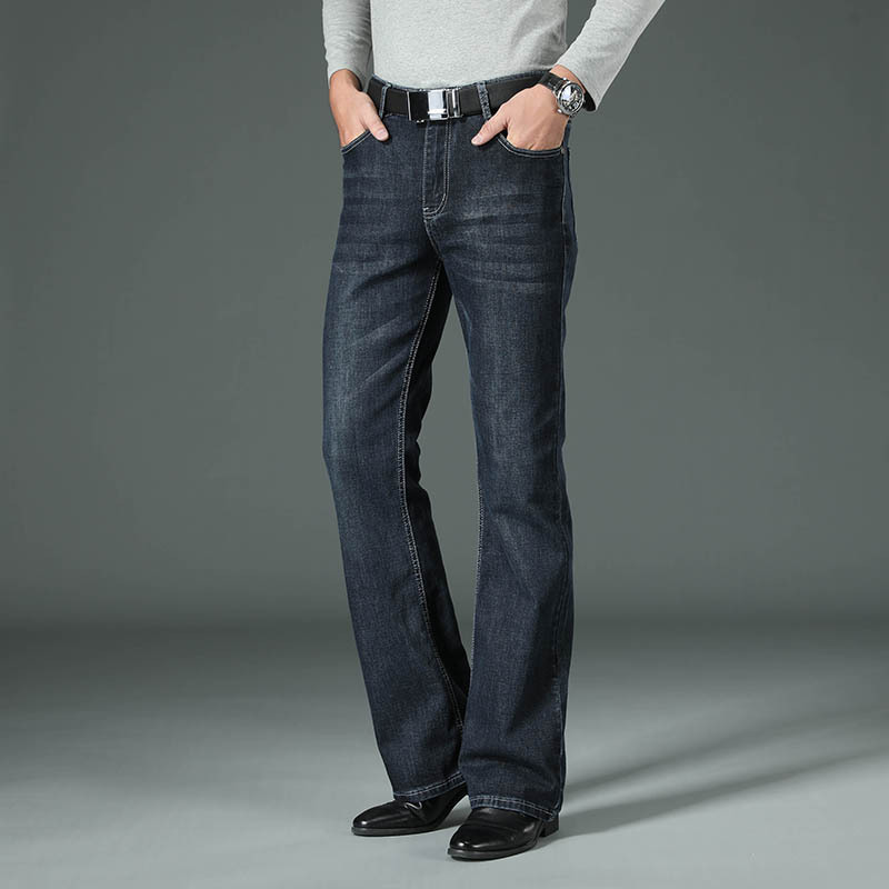 Mens High-waisted Loose-fit Flared Denim Wide-leg Pants - Image 7