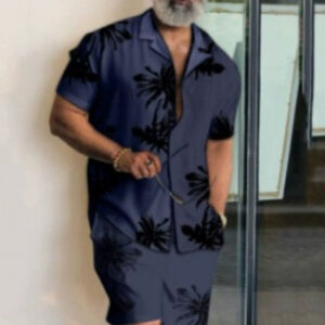 Beach-style Loose-fitting Casual Men's Printed Two-piece Set