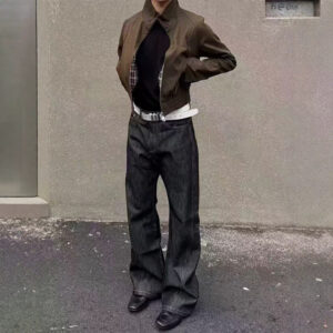 Wide-leg Embroidered Tapered Jeans For Men