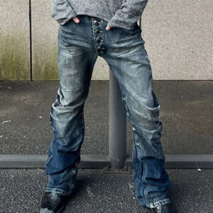 Retro Pleated Cropped Jeans For Men