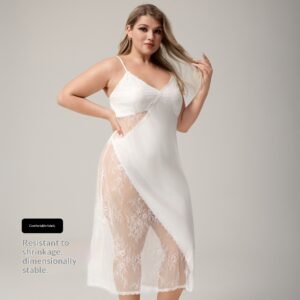 Lace-Panel Sexy Long Womens Nightgown