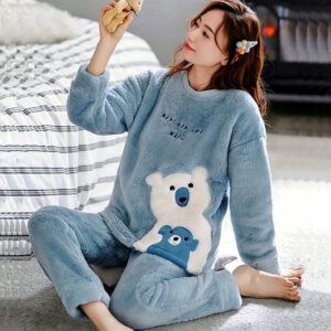 Autumn And Winter Flannel Thickened Women's Sweet Cartoon Casual Long Sleeve Pullovers Home Wear