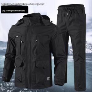 Mens Waterproof Outdoor Sports Set With Hardshell Jacket