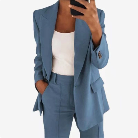 Women's Casual Blazer Suit Two Piece Business Office Wear Set Fit Jacket And Pants - Image 8