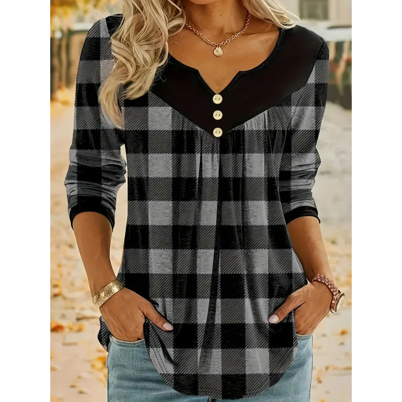 Pleated checkered top - Image 2