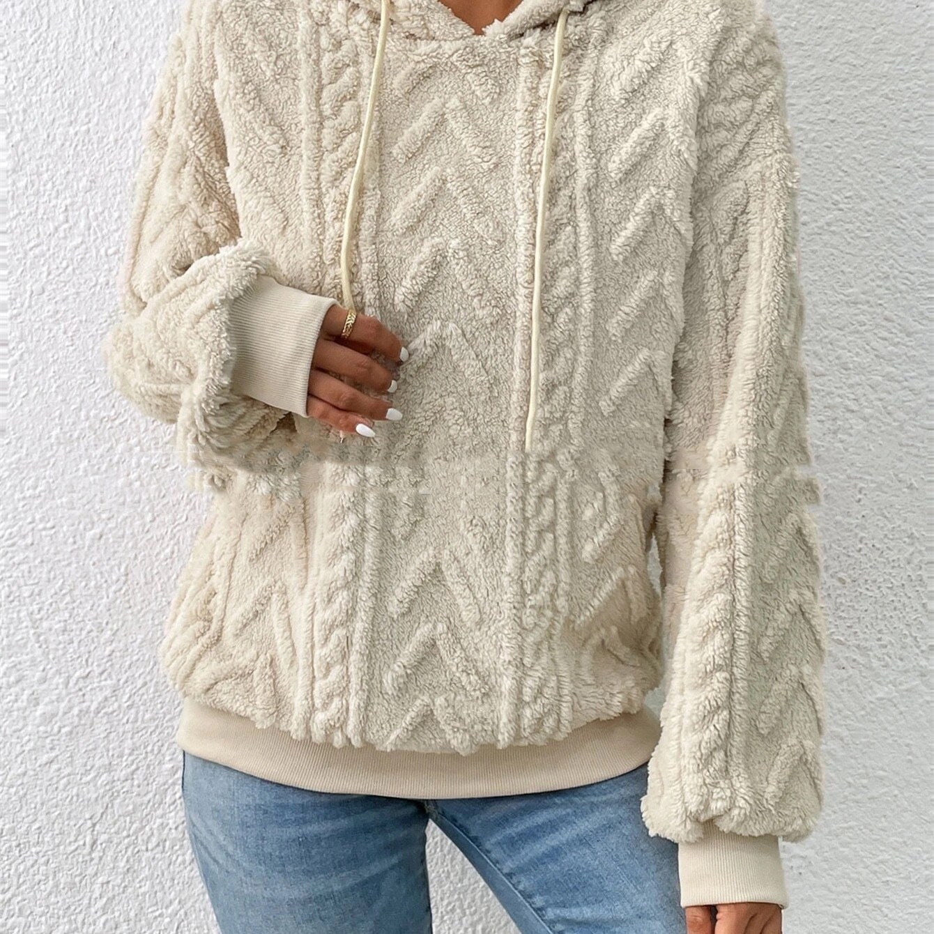 Flannel Hooded Loose Plush Coat - Image 8