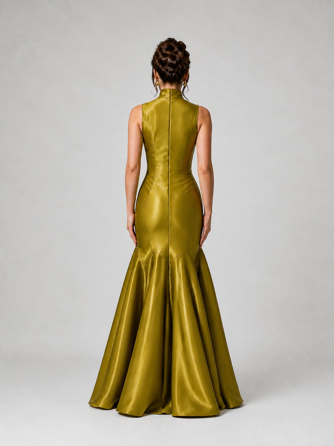 Sylvie Olive Satin Mermaid Gown - Image 2