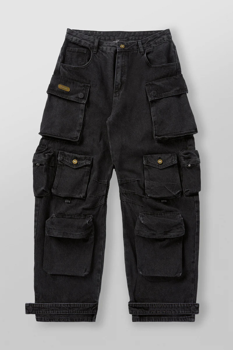 Mens Retro-style Loose-fit Washed Straight-leg Denim Jeans With Multiple Pockets - Image 7