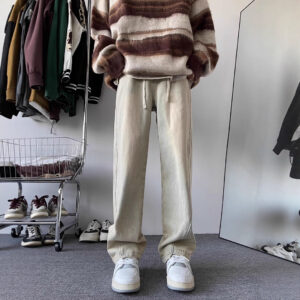 Mens Straight-Leg Loose Wide-Leg Denim Trousers