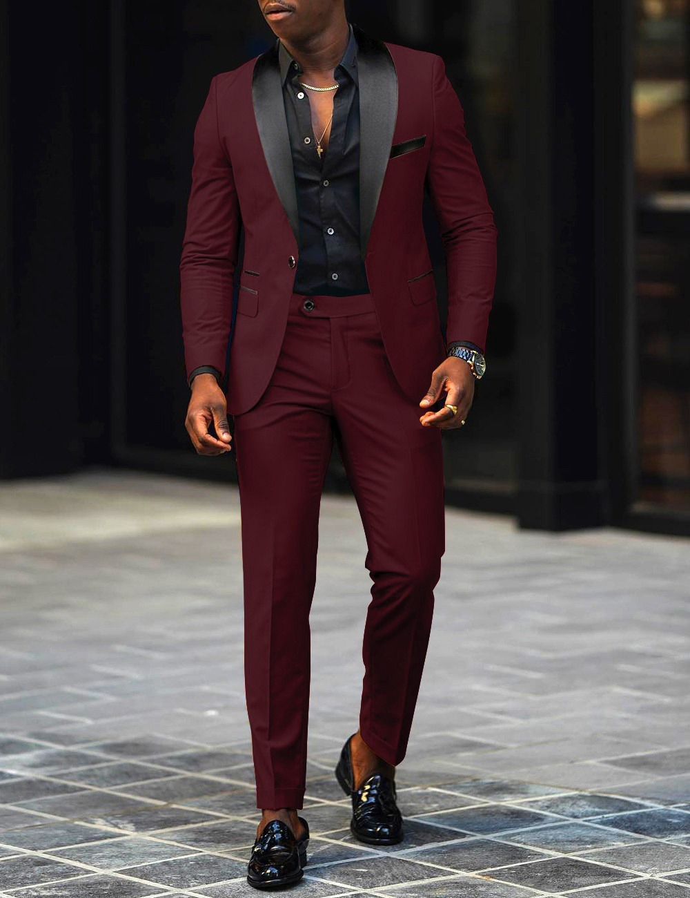 Color-blocked Suit And Hosts Gown Two-piece Set - Image 9