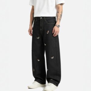 Washed Cartoon Machete Jeans For Men And Women