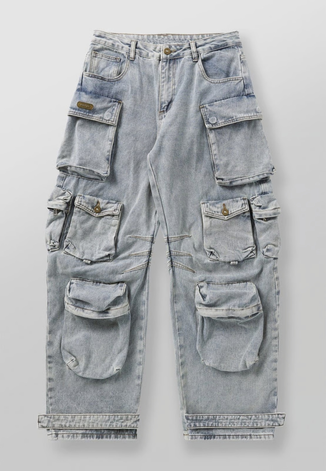 Mens Retro-style Loose-fit Washed Straight-leg Denim Jeans With Multiple Pockets - Image 6