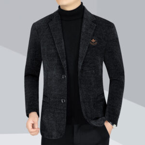 Men's Casual Chenille Suit Jacket - Comfortable Dad Style Blazer for Daily Wear