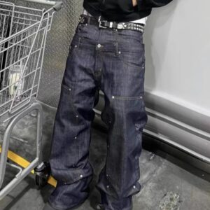 Mens Stylish Artistic Harajuku Style Versatile Trendy Japanese Jeans
