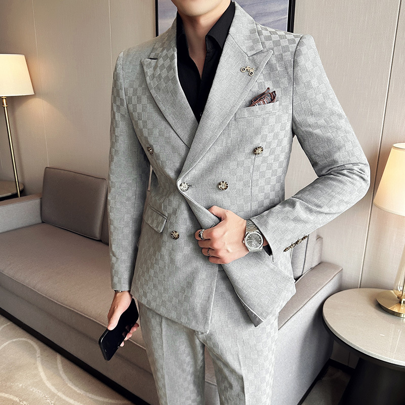 Double-breasted Gess Casual Mens Suit Set - Image 7