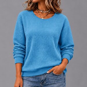 Small Plaid Round Neck Sweater Women's Loose Pullover Casual Top