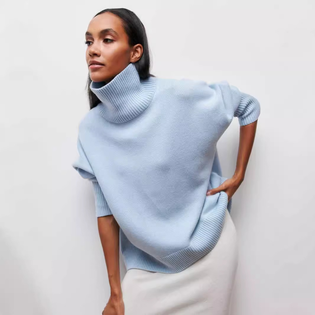 Winter Turtleneck Sweater Ins Solid Color Long Sleeve Pullover Top Women's Clothing - Image 3