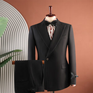 Fashion Designer Cuff Strap Tuxedo Blazer & Gurkha Trousers Set