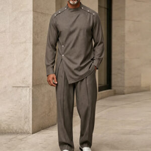 Mens Casual Long-sleeve Top And Pants Set