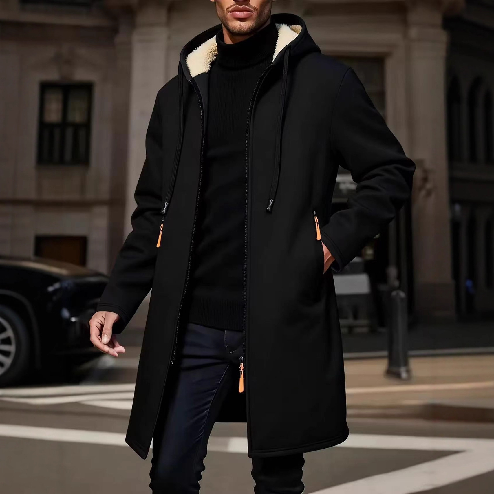 Mid-length Thin-fleece Loose-fit Plus-size