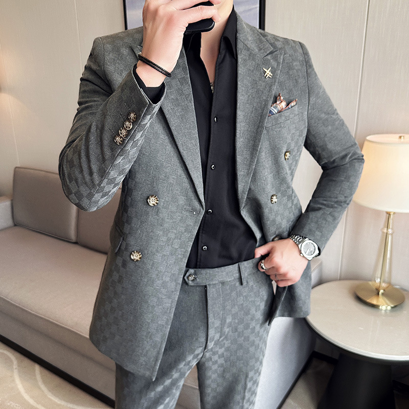 Double-breasted Gess Casual Mens Suit Set - Image 9