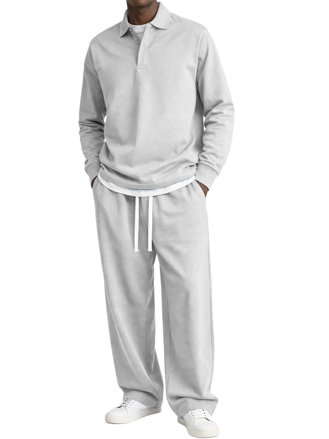 Fallwinter Long-sleeve Button-up Collar Shirt And Pants Set - Image 10