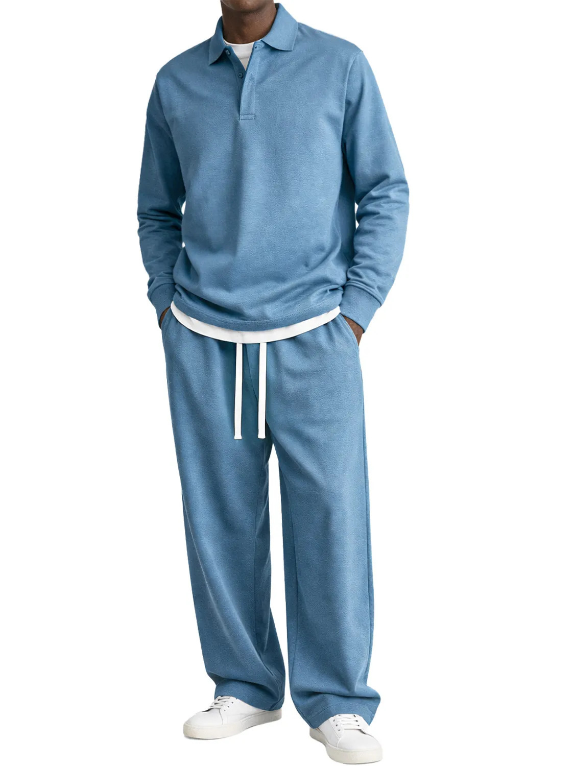 Fallwinter Long-sleeve Button-up Collar Shirt And Pants Set - Image 6