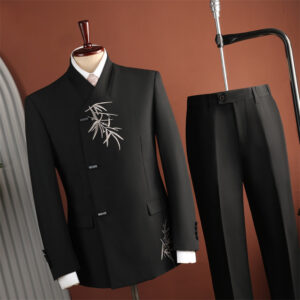 Men's New Chinese-Style Bamboo Leaf Embroidery Set