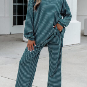 Winter New European And American Amazon Independent Station Cross-Border Striped Print Fashion Casual Women's Suit