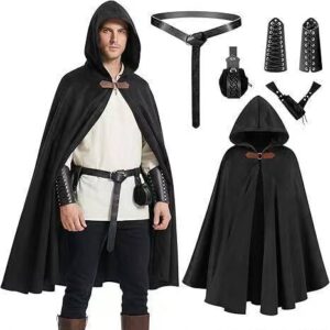 5-Piece Renaissance Hooded Cloak Halloween Costume