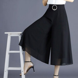 Chiffon High Waisted Skort Women - Casual Wide Leg Loose Fit Flowy Skirt for Daily Wear