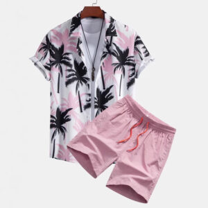 Casual Mens Digital-Print Shirt Set