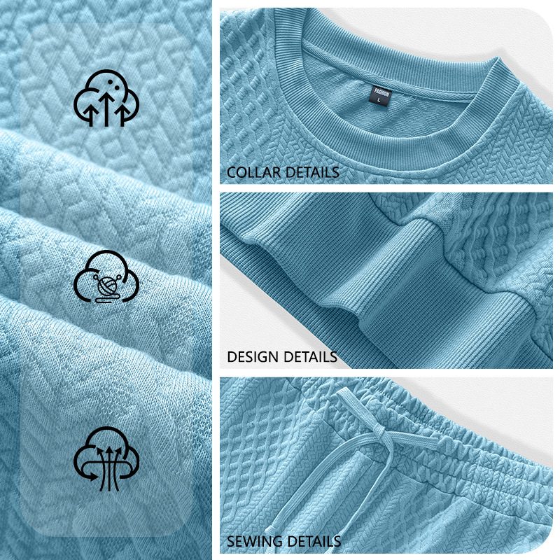 Mens Textured Jacquard Crew-Neck Sweater Set - Image 3