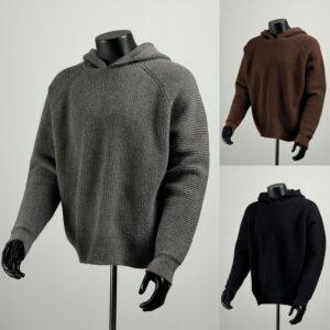 Hooded Knit Sweater For Men Korean-style Relaxed And Preppy