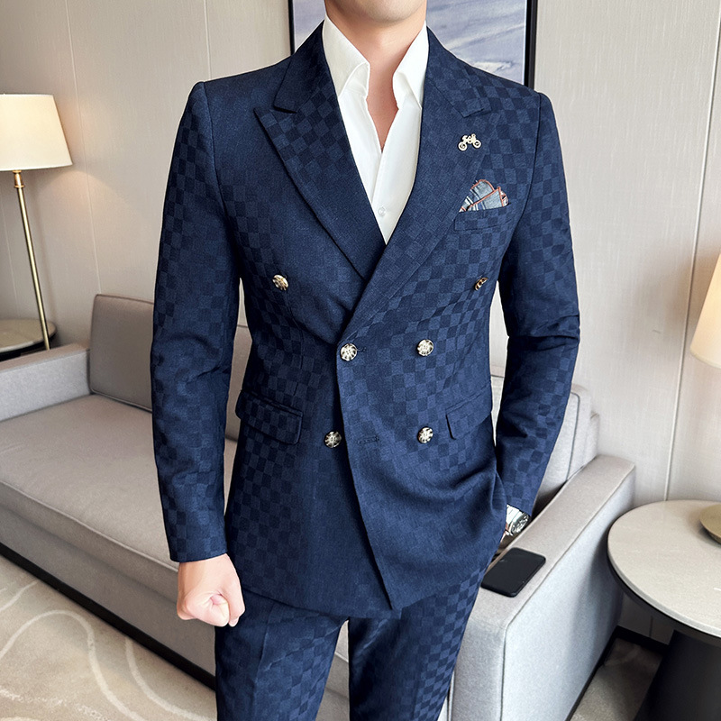 Double-breasted Gess Casual Mens Suit Set