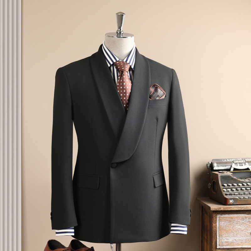 Men Taupe Shawl Lapel One Button 2 Pieces Suit Blazer & Pants Set - Image 5