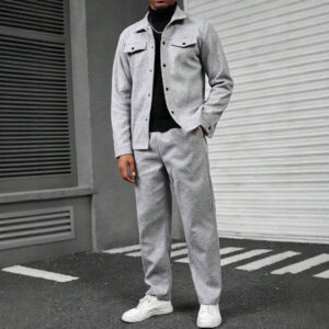 Mens Cardigan With Lapel Loose-Fit Trousers And Long-Sleeve Top Set